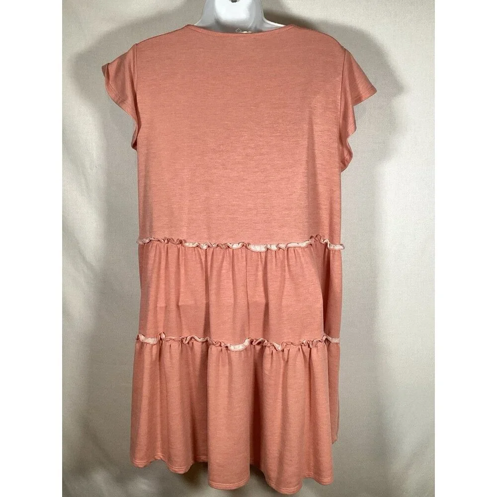 ALTAR'D STATE Pink Tiered Soft Blend Dress XS Casual‎ Boho Babydoll Cottagecore - Picture 3 of 5